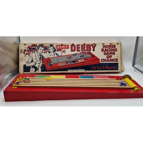 164 - MERITDERBY HORSE RACING GAME  c1960s (Original Box) (Please Note This Lot WILL NOT BE PACKED OR SHIP... 