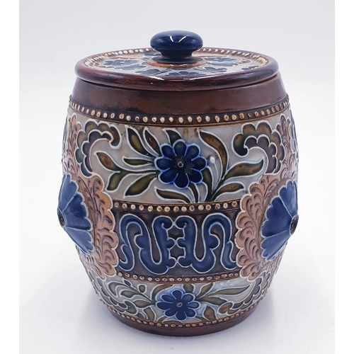 273 - DOULTON LAMBETH 12.5cm ART NOUVEAU STYLE LIDDED JAR