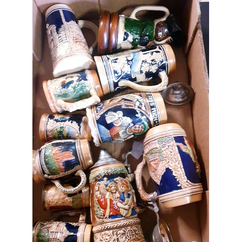 319 - BOX CONTAINING A Large Qty Of GERMAN STEINS