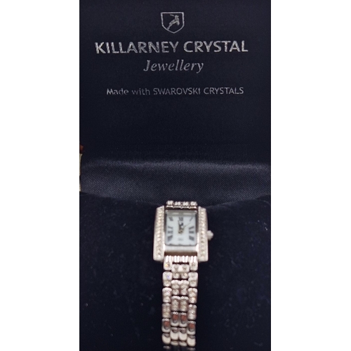 335 - KILLARNEY & SWAROVSKI CRYSTAL WRIST WATCH (Found To Be Working When Photographed) (Original Box /War... 