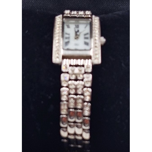 335 - KILLARNEY & SWAROVSKI CRYSTAL WRIST WATCH (Found To Be Working When Photographed) (Original Box /War... 