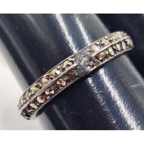 337 - SILVER (925) DAISY RING Plus SILVER (925) / MARCASITE FULL ETERNITY RING