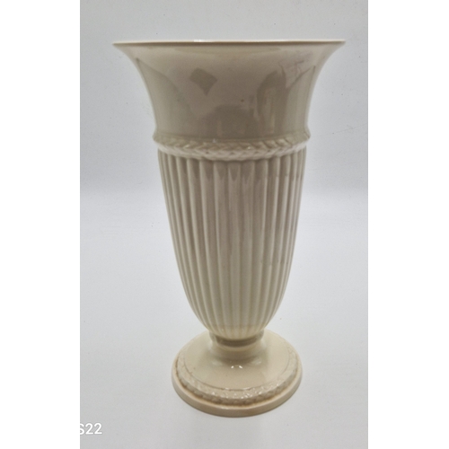 338 - WEDGWOOD Large 27cm CREAM WARE FLUTED TRUMPET VASE IN THE EDME DESIGN