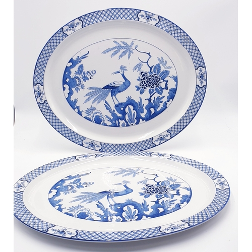 360 - WOODS YUAN Extra Large 47cm x 38cm BLUE & WHITE OVAL PLATTERS (2).
(Please Note This Lot WILL NOT BE... 