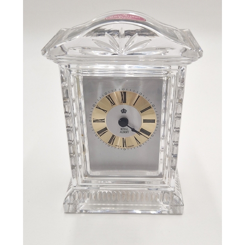 531 - ROYAL ALBERT CRYSTAL 15.5cm x 10cm MANTLE CLOCK (Found To Be Working When Photographed)