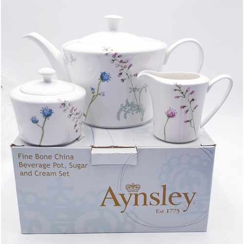 536 - AYNSLEY CHINA BEVERAGE POT And SUGAR BOWL & MILK JUG (Original Box)