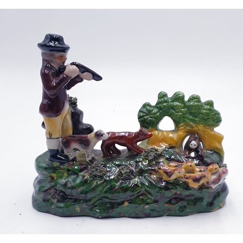 537 - STAFFORDSHIRE WARE Large 20cm x 17cm HUNTING SCENE  FIGURINE