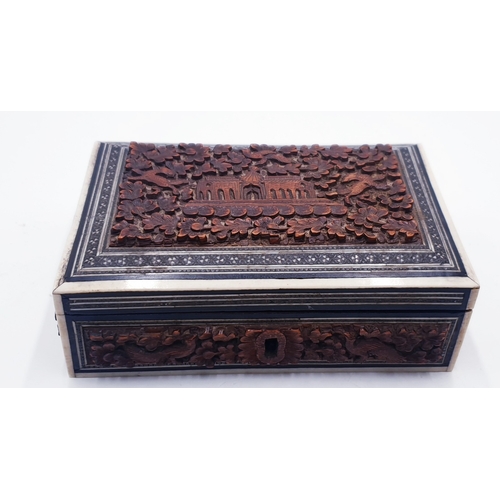 567 - ANGLO INDIAN HEAVY CARVED IN LAID BOX