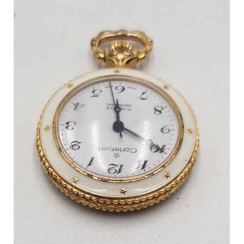 585 - CORTEBERT GOLD/ENAMEL POCKET WATCH (Found To Be Working When Photographed)