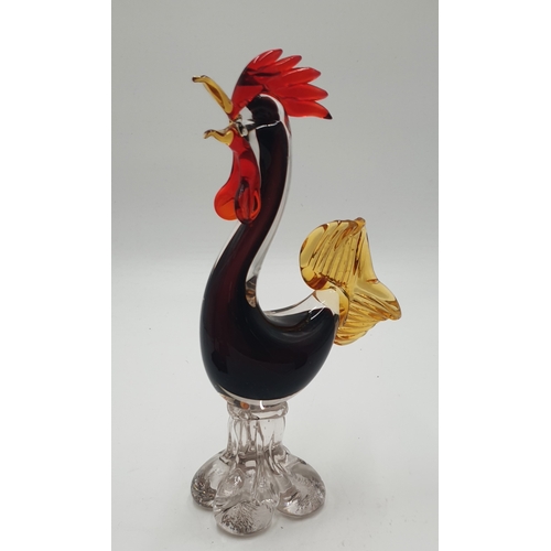 672 - ART GLASS MODEL OF A COCKEREL