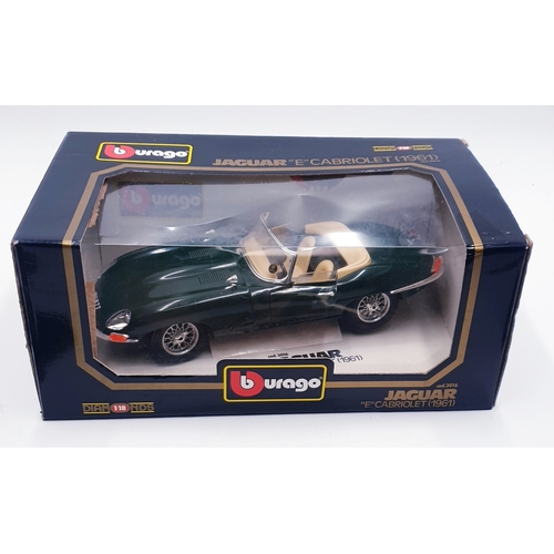 676 - BBURAGO Large DIE CAST MODEL OF A JAGUAR E TYPE CABRIOLET 1961 (Original Box)