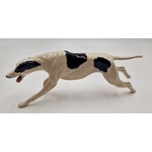 401 - ELITE POTTERY Large 25cm MODEL OF A RUNNING GREYHOUND (Black/White Gloss Colouray)
(Elite Pottery Wa... 