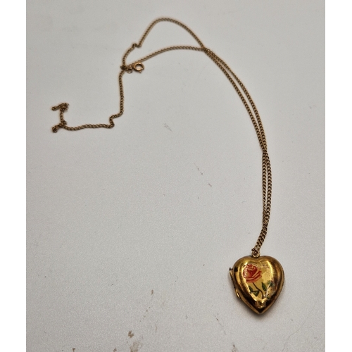 416 - 9ct GOLD LOCKET ON A 9ct GOLD CHAIN (Chain Needs Attention)