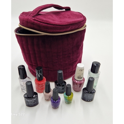 618 - BAG CONTAINING NAIL POLISH , OPI, RIMMEL, Etc (Some Used)