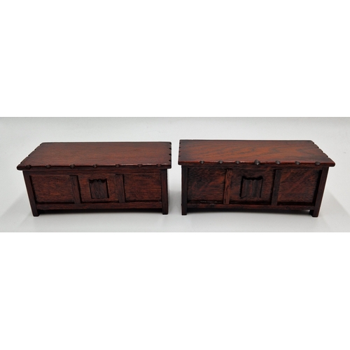 628 - WOODEN 18cm x 9cm CHESTS (2) (Tallent , Hand Made Woodcraft, Made In England)