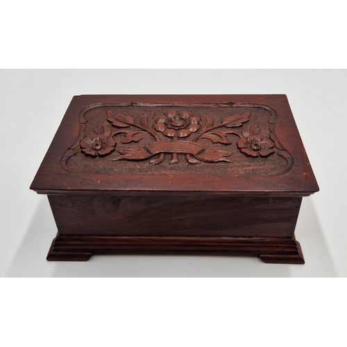 629 - WOODEN 13cm x 20cm HINGED LIDDED BOX