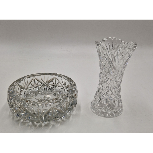 637 - CUT GLASS 15cm Dia BOWL Plus 15cm VASE