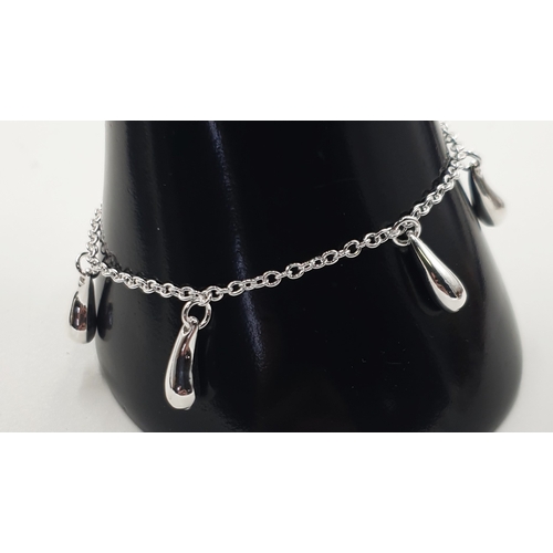 155A - SILVER (925) / WATER /TEAR DROP STONE SET 19cm BRACELET (With Lobster Claw Clasp) (Total Weight 8.80... 