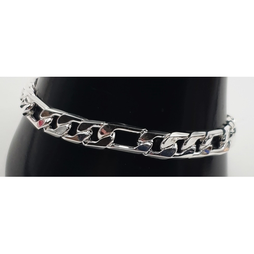 161A - SILVER (Stamped 925) 4mm FIGARO 19cm CHAIN BRACELET (With Lobster Claw Clasp) (Total Weight 15.00 Gr... 