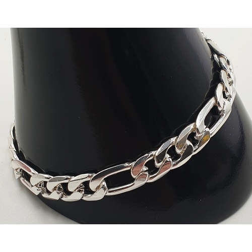 41A - SILVER (Stamped 925) 4mm FIGARO 21cm CHAIN BRACELET (With Lobster Claw Clasp) (Total Weight 15.40 Gr... 