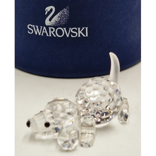 805 - SWAROVSKI CRYSTAL BEAGLE PUPPY (Original Box) This retired Swarovski crystal playing /lying beagle p... 