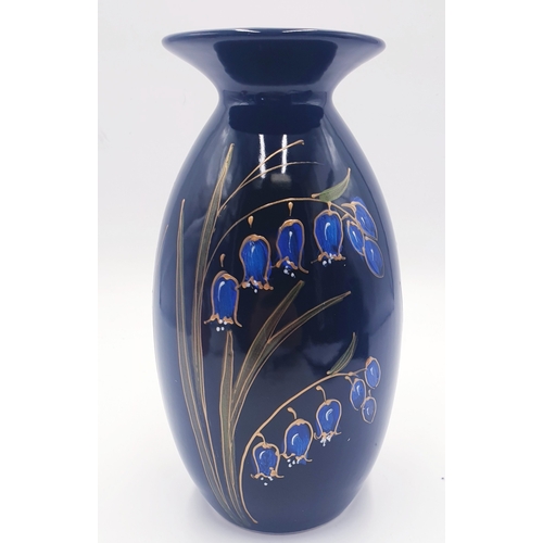 308 - ANITA HARRIS ART POTTERY 21cm MINOS VASE IN THE BLUEBELL WOOD AT MIDNIGHT DESIGN (Signed In Gold By ... 