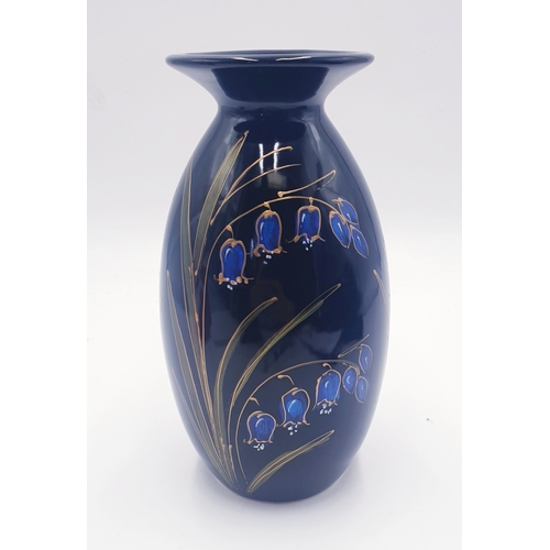 308 - ANITA HARRIS ART POTTERY 21cm MINOS VASE IN THE BLUEBELL WOOD AT MIDNIGHT DESIGN (Signed In Gold By ... 