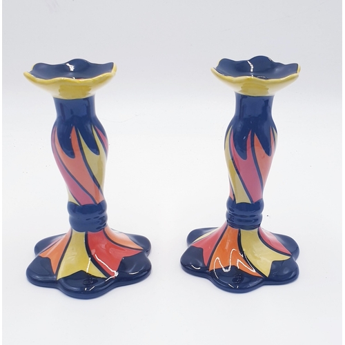 560 - LORNA BAILEY 16cm CANDLESTICKS  IN THE CHETWYND DESIGN Release Date July 1999 Signed By Lorna Bailey... 