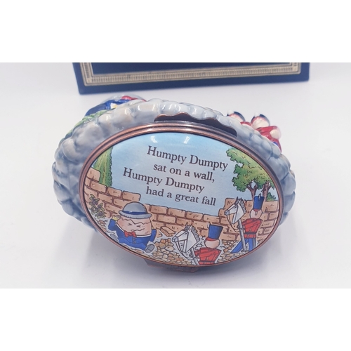 589 - HALCYON DAYS ENAMEL BONBONNIERES Of HUMPTY DUMPTY AND ALL THE KINGS MEN (Rare) (Original Box)