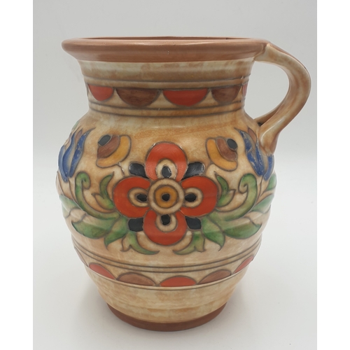 590 - CROWN DUCAL Large 21.5 cm JUG/VASE No 6189 Attributed To Designer Charlotte Rhead