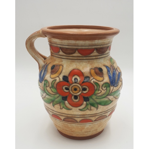 590 - CROWN DUCAL Large 21.5 cm JUG/VASE No 6189 Attributed To Designer Charlotte Rhead