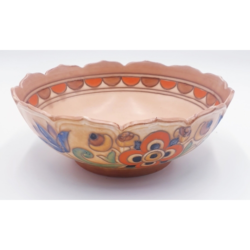 599 - CROWN DUCAL Large 25.5cm Dia FRUIT BOWL (No 6189) By Designer Charlotte Rhead (Rare).
(Crown Ducal w... 