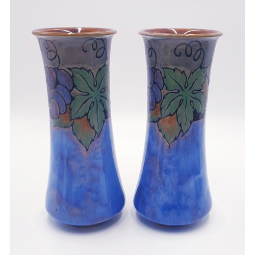 600 - ROYAL DOULTON LAMBETH CERAMIC (Early 20th Century) Large 24.5cm VASES (2) c1908