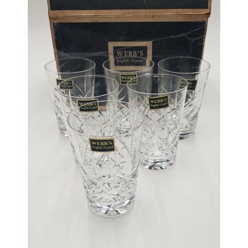 707 - WEBB CRYSTAL (Boxed Set Of Six) 5Oz TUMBLERS IN THE HATTON GARDEN DESIGN (As New,Unused)