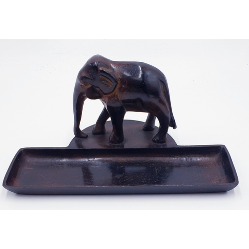 717 - SOLID COPPER ELEPHANT Large 20cm x 9cm DESK TIDY (Made In Africa)