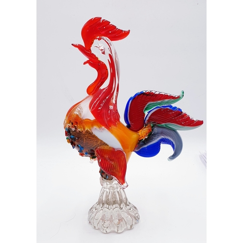 757 - ART GLASS Extra Large 32cm x 21cm MODEL OF A COCKEREL