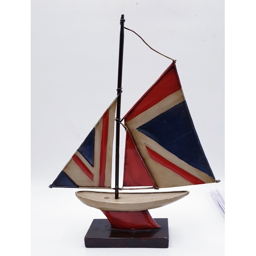 758 - TIN PLATE Extra Large 39cm x 31cm MODEL OF AN ENGLISH YACHT