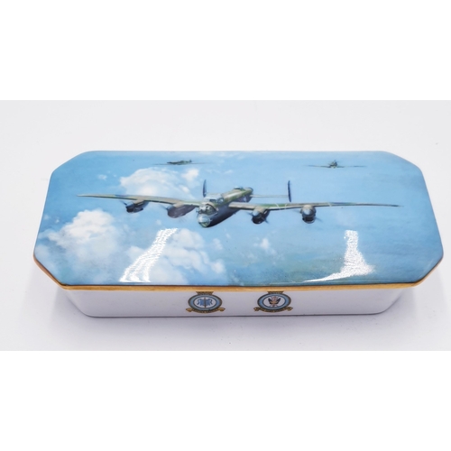 762 - COALPORT CHINA 13cm x 6cm BOX (Made To Commemorate 40th Anniversary WWII)