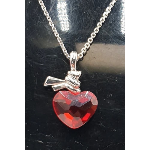 782 - SWAROVSKI CRYSTAL RED HEART PENDANT ON A ______ NECK CHAIN  (Boxed)