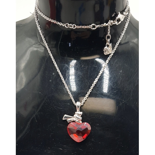 782 - SWAROVSKI CRYSTAL RED HEART PENDANT ON A ______ NECK CHAIN  (Boxed)