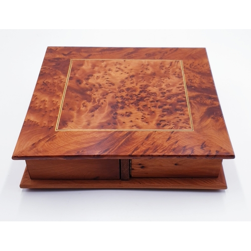 92 - MOROCCAN THUYA WOOD Large 23.5cm x 23.5cm x 5cm BOX With FOUR COMPARTMENTS (Twist To Open).
(The col... 