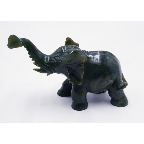 95 - JADE/HARDSTONE 10cm x 6cm MODEL OF AN ELEPHANT