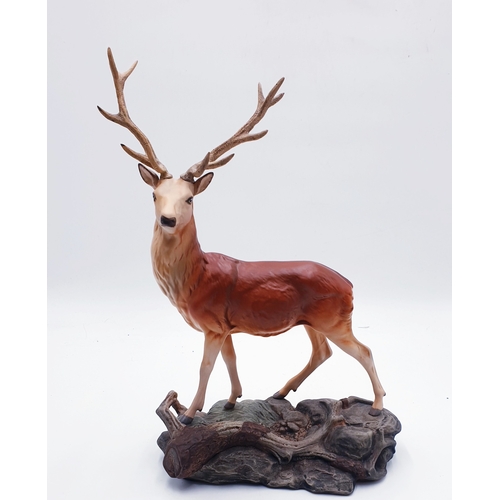 104 - BESWICK Extra Large 27cm MODEL OF A STAG ON ROCK Model No 2629 1978/80 Designed By Mr Graham Tongue ... 