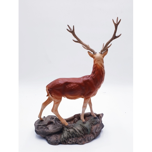 104 - BESWICK Extra Large 27cm MODEL OF A STAG ON ROCK Model No 2629 1978/80 Designed By Mr Graham Tongue ... 