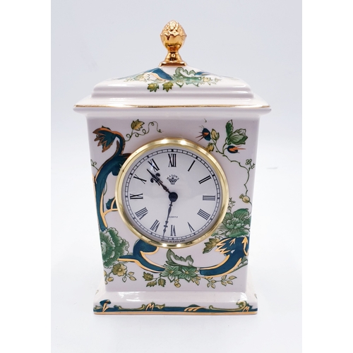 106 - MASONS IRONSTONE 15cm x 12cm MANTLE CLOCK IN THE CHARTRUESE DESIGN