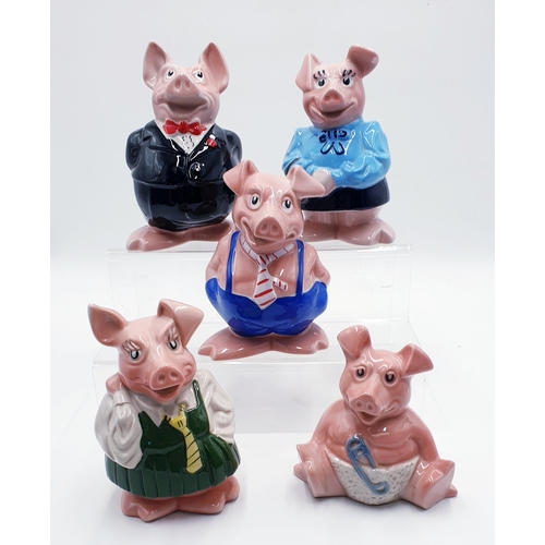 116 - WADE SET OF FIVE NAT WEST PIG MONEY BOXES (BABY-