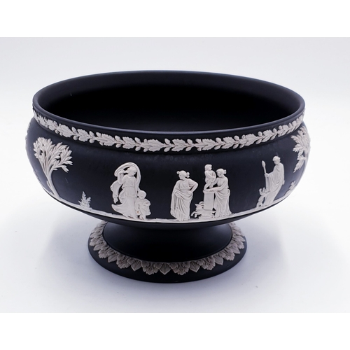 147 - WEDGWOOD BLACK JASPER WARE Large 20cm Dia FOOTED BOWL