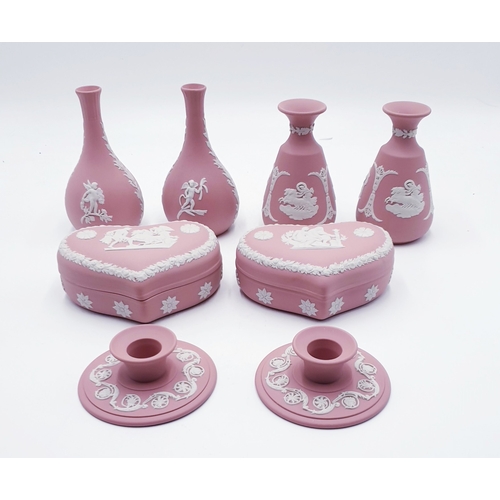 183 - WEDGWOOD PINK JASPER WARE ITEMS ( 8)