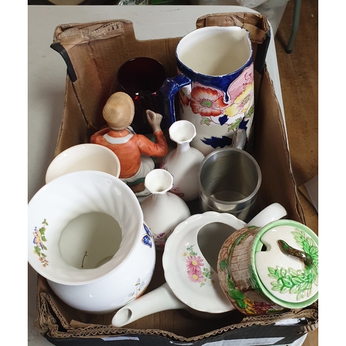 212 - BOX OF CERAMIC ITEMS Inc WEDGWOOD, AYNSLEY, SYLVAC Etc (Please Note This Lot WILL NOT BE PACKED OR S... 