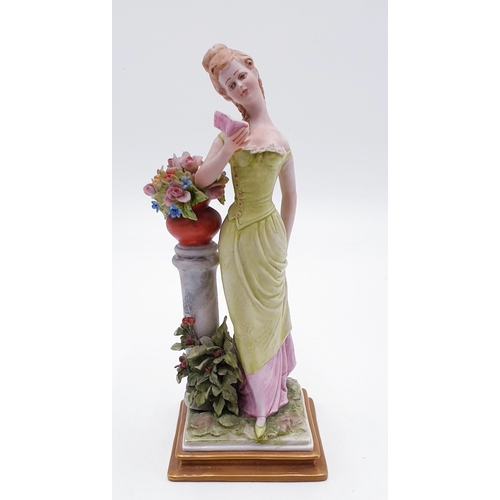 272 - CAPO-DIE-MONTE PORCELAIN Large 19.5cm CHARACTER FIGURINE OF A BEAUTIFUL LADY READING A BOOK